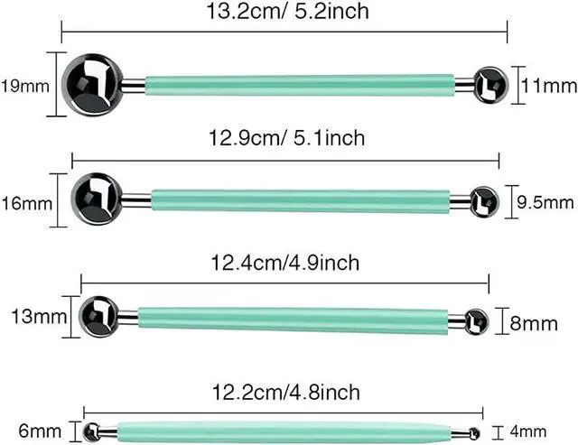 Alt view image 2 of 7 - 4 x Fondant Cake Decorating Clay Flower Sugarcraft Ball Model DIY Tool 8 Sizes (Green)