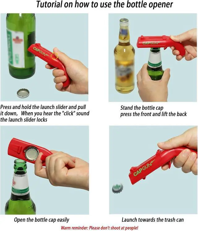 Alt view image 3 of 6 - Bottle Opener,Fun Shooting Gun Creative Bottle Opener for Party Games, Family Parties, Outdoor Barbecue,Jar Opener for Weak Hands and Seniors with Arthritis