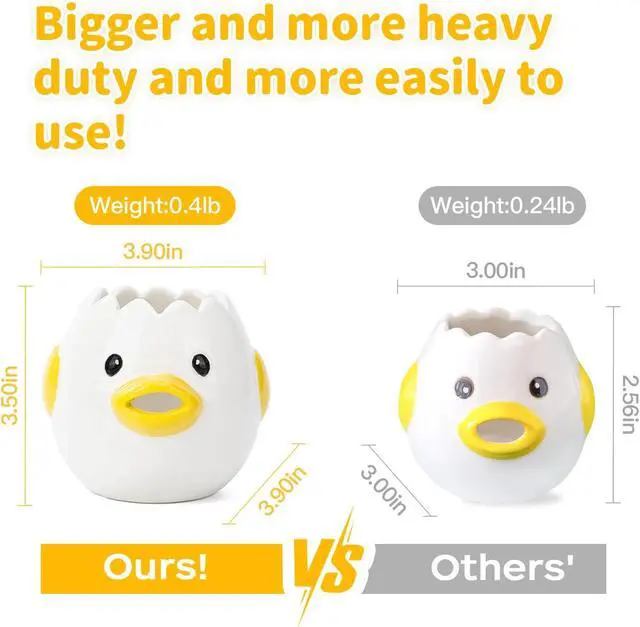 Alt view image 2 of 5 - LuoCoCo Cute Egg Separator, Ceramics Vomiting Chicken Egg Yolk White Separator, Practical Household Small Egg Filter Splitter, Kitchen Gadget Baking Assistant Tool, Dishwasher Safe (Yellow)