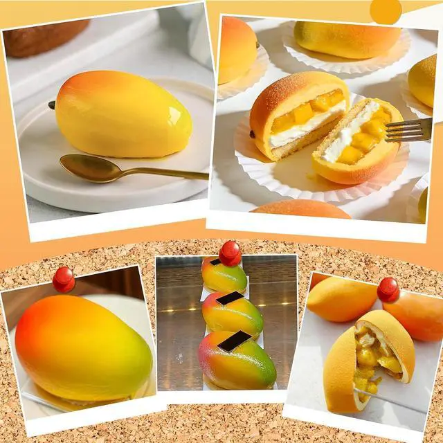 Alt view image 2 of 7 - Juome Mango Shape Cake Mold - Fruit Pudding Mango Silicone Molds for Baking | 4 Cavity 3D Mango Molds for Pastry, Ice Cream, Mousse Cake Decoration Mould Supplies, Food-Grade Silicone