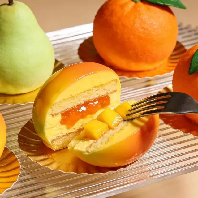 Alt view image 4 of 7 - Juome Mango Shape Cake Mold - Fruit Pudding Mango Silicone Molds for Baking | 4 Cavity 3D Mango Molds for Pastry, Ice Cream, Mousse Cake Decoration Mould Supplies, Food-Grade Silicone
