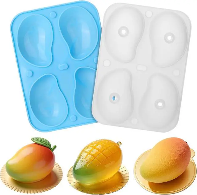 Main image of Juome Mango Shape Cake Mold - Fruit Pudding Mango Silicone Molds for Baking | 4 Cavity 3D Mango Molds for Pastry, Ice Cream, Mousse Cake Decoration Mould Supplies, Food-Grade Silicone