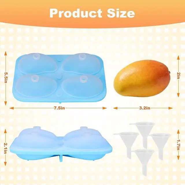 Alt view image 3 of 7 - Juome Mango Shape Cake Mold - Fruit Pudding Mango Silicone Molds for Baking | 4 Cavity 3D Mango Molds for Pastry, Ice Cream, Mousse Cake Decoration Mould Supplies, Food-Grade Silicone