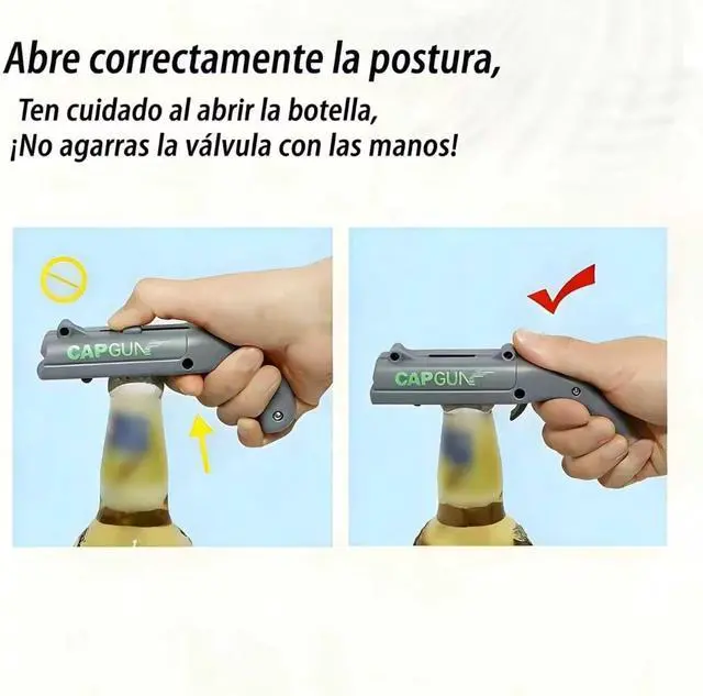 Alt view image 6 of 7 - Grey Novelty Cap Gun Style Bottle Opener Realistic Construction with Ergonomic Grip for Beverages, Themed Parties & Gifts