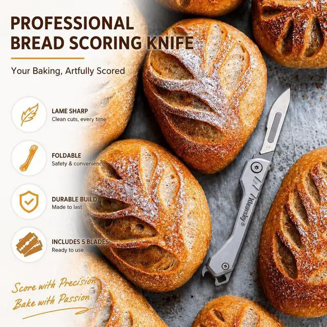 Alt view image 3 of 7 - Premium Bread Lame, Stainless Steel Sourdough Scoring Tool with Foldable Safe Design, Bread Dough Scoring Knife with 5 Replacement Blades