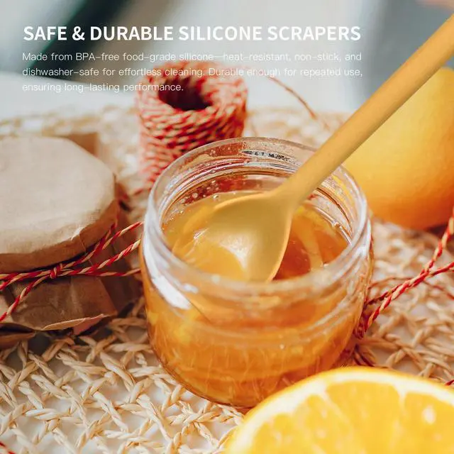 Alt view image 5 of 7 - 8PCS Silicone Spatulas Set Reusable Stirrer Dual Sided Jar Scraper Mini Makeup Scrapers Small Stirring Spoon for Scooping Jam Condiments Honey