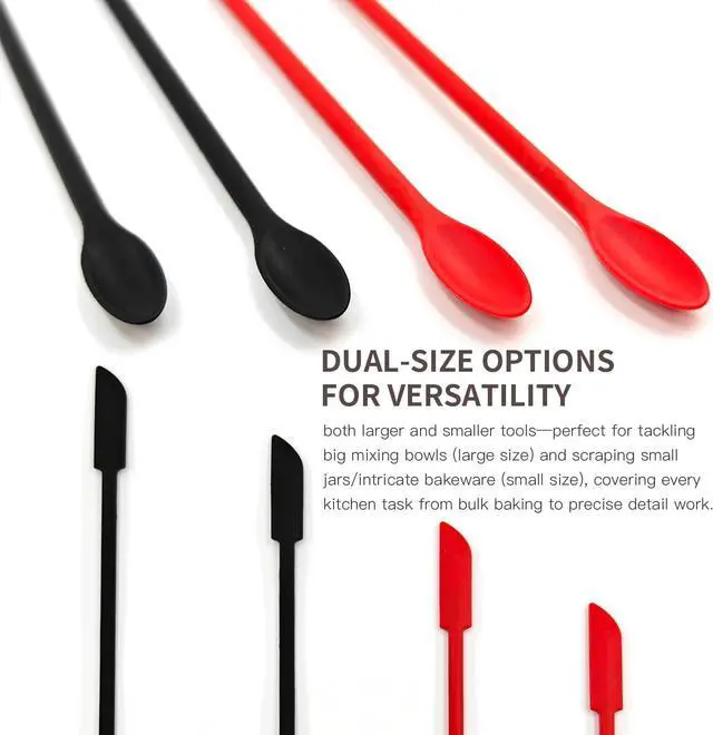 Alt view image 7 of 7 - 8PCS Silicone Spatulas Set Reusable Stirrer Dual Sided Jar Scraper Mini Makeup Scrapers Small Stirring Spoon for Scooping Jam Condiments Honey