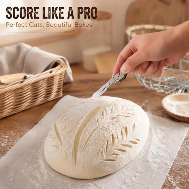 Alt view image 5 of 7 - Premium Bread Lame, Stainless Steel Sourdough Scoring Tool with Foldable Safe Design, Bread Dough Scoring Knife with 5 Replacement Blades