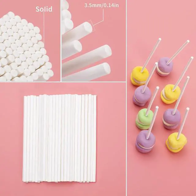 Alt view image 4 of 7 - 320Pcs Cake Pop Sticks and Wrappers Kit, 6 inch Lollipop Sticks | Cake Pop Bags and Metallic Twist Ties Bow, Perfect for Making Lollipops, Candies, Chocolates and Cookies