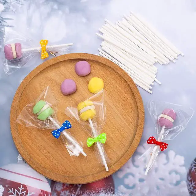 Alt view image 2 of 7 - 320Pcs Cake Pop Sticks and Wrappers Kit, 6 inch Lollipop Sticks | Cake Pop Bags and Metallic Twist Ties Bow, Perfect for Making Lollipops, Candies, Chocolates and Cookies
