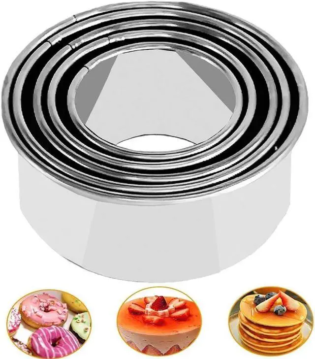 Main image of 5Pcs Cookie Cutters - Stainless Steel Biscuit Cutters/Dumpling Cutters/Cake Pastry Cutters/Cake Cookie Scone Cutters Molds stamps for Cooking Baking (Round Edge, 5Pcs)