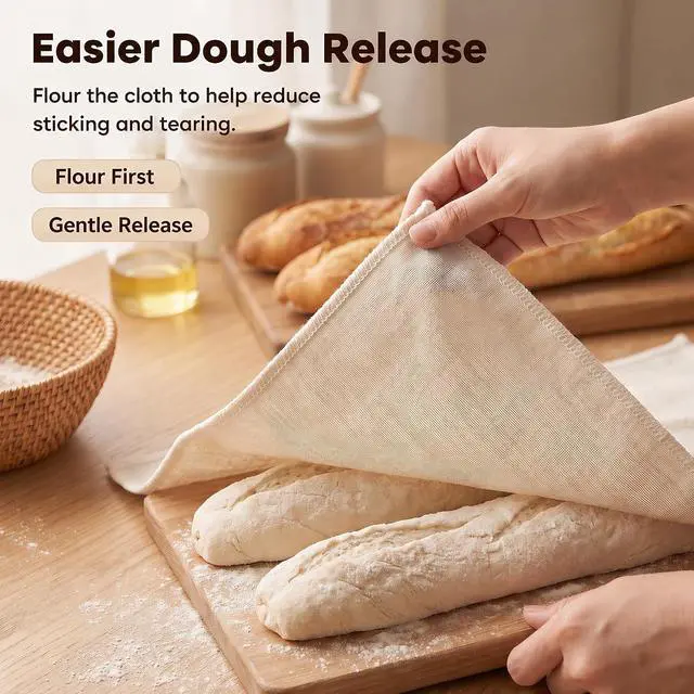 Alt view image 5 of 7 - 4Pcs Tea Towels for Baking Sourdough, 17.7 x 29.5 Inches | Reusable Large Cotton Bread Towels and Proofing Cloths for Baguettes, Loaves, Pastry Dough and Homemade Bread