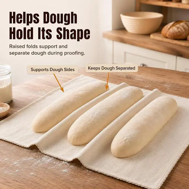 Alt view image 4 of 7 - 4Pcs Tea Towels for Baking Sourdough, 17.7 x 29.5 Inches | Reusable Large Cotton Bread Towels and Proofing Cloths for Baguettes, Loaves, Pastry Dough and Homemade Bread