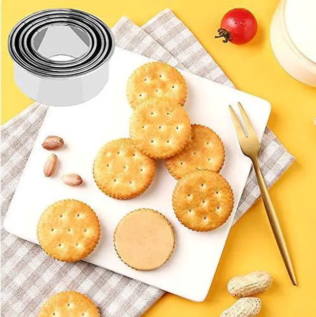 Alt view image 2 of 7 - 5Pcs Cookie Cutters - Stainless Steel Biscuit Cutters/Dumpling Cutters/Cake Pastry Cutters/Cake Cookie Scone Cutters Molds stamps for Cooking Baking (Round Edge, 5Pcs)