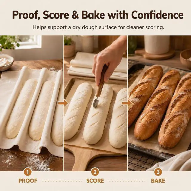 Alt view image 7 of 7 - 4Pcs Tea Towels for Baking Sourdough, 17.7 x 29.5 Inches | Reusable Large Cotton Bread Towels and Proofing Cloths for Baguettes, Loaves, Pastry Dough and Homemade Bread