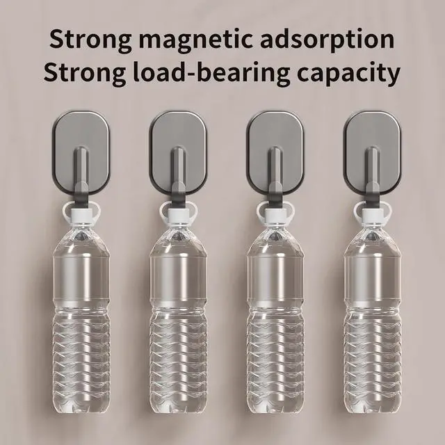 Alt view image 3 of 6 - 3-Pack Magnetic Hooks - No Drill Space Saving Hooks for Kitchen, Bathroom & Office, Heavy Duty Black Refrigerator Hooks for Towels & Keys