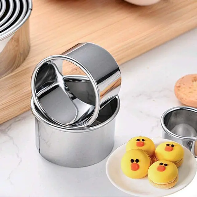 Alt view image 6 of 7 - 5Pcs Cookie Cutters - Stainless Steel Biscuit Cutters/Dumpling Cutters/Cake Pastry Cutters/Cake Cookie Scone Cutters Molds stamps for Cooking Baking (Round Edge, 5Pcs)
