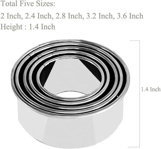 Alt view image 4 of 7 - 5Pcs Cookie Cutters - Stainless Steel Biscuit Cutters/Dumpling Cutters/Cake Pastry Cutters/Cake Cookie Scone Cutters Molds stamps for Cooking Baking (Round Edge, 5Pcs)