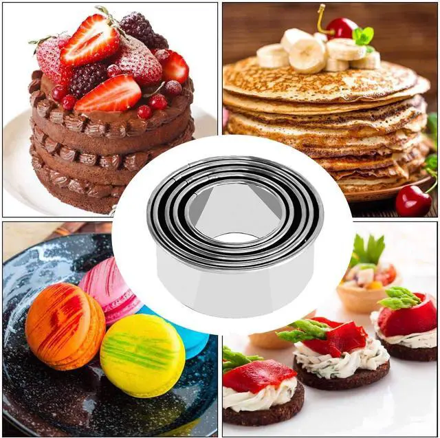 Alt view image 5 of 7 - 5Pcs Cookie Cutters - Stainless Steel Biscuit Cutters/Dumpling Cutters/Cake Pastry Cutters/Cake Cookie Scone Cutters Molds stamps for Cooking Baking (Round Edge, 5Pcs)