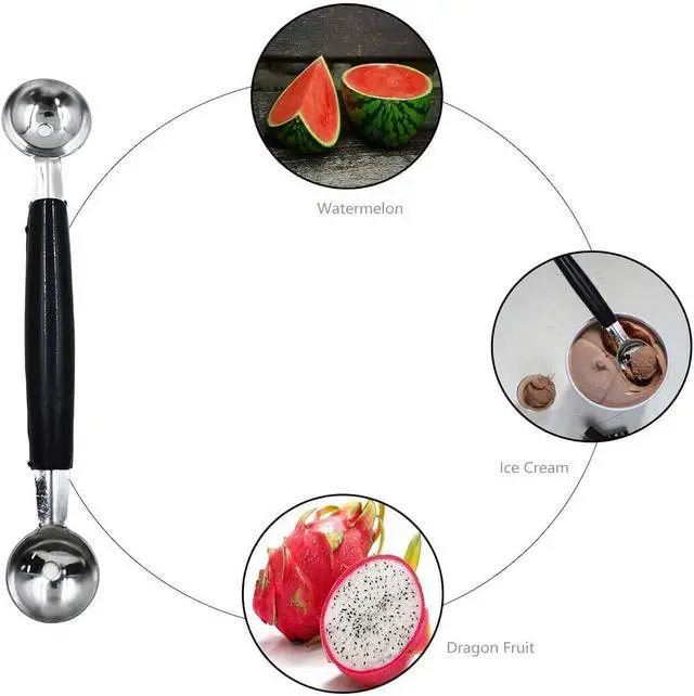 Alt view image 6 of 6 - 1Pc 2 in 1 Stainless Steel Melon Ballers,Double-Sided Fruit Melon Baller Spoon,Melon Scoop,Suitable Watermelon Cantaloupe Ice Cream,Non-Slip Grip,Kitchen Utensils and Gadgets,Fruit and Vegetable Tools