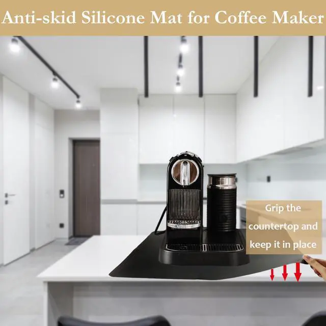 Alt view image 6 of 7 - Silicone Coffee Mat for Kitchen Counter 23.7"x15.8" Non-slip Black | Large Countertop Protector Heat Resistant, Placemat for Bar, Multipurpose Pad under Stove, Toaster, Air Fryer, Microwave