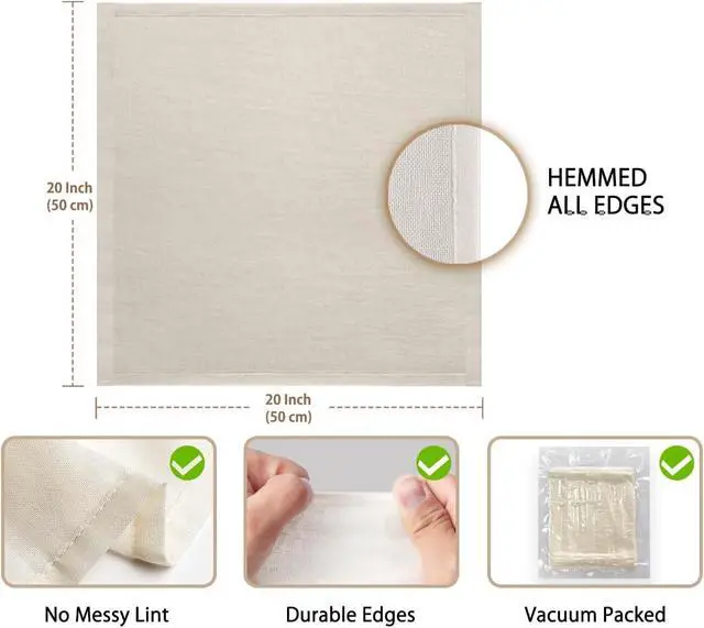 Alt view image 4 of 7 - Olicity Cheese Cloths, 6Pack, 20x20Inch Hemmed Cheese Cloth Fabric Reusable | 100% Cotton Unbleached Precut Fine Mesh Cloth Grade 100 Muslin Cheesecloth for Straining, Cooking, Yogurt, Juicing