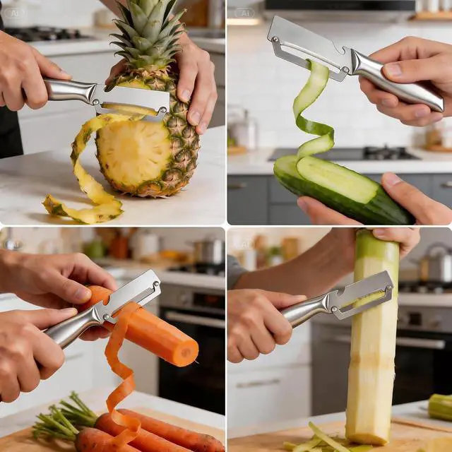 Alt view image 5 of 7 - Multifunctional Vegetable Peeler for Peeling Potato Carrot(2 Pack) | 2 in 1 Full Stainless Steel Peeler Knife | Bottle Opener Function | Fruit Cucumber Slicer