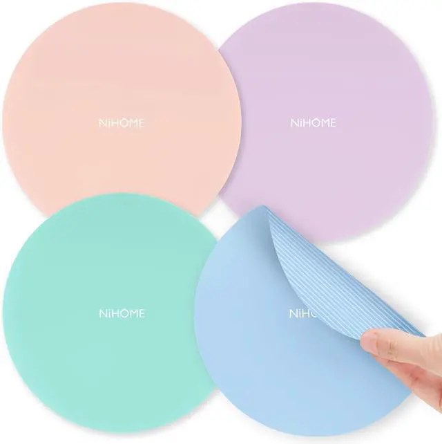 Main image of NiHome Silicone Jar Opener Gripper Pads, 6 In for Seniors, Macaron, 4 Pack | Textured Back Pattern For Superior Grip, Food-Grade Silicone, Heat-Resistant Multi-Use Kitchen Pad For Jars, Pots, Spoons