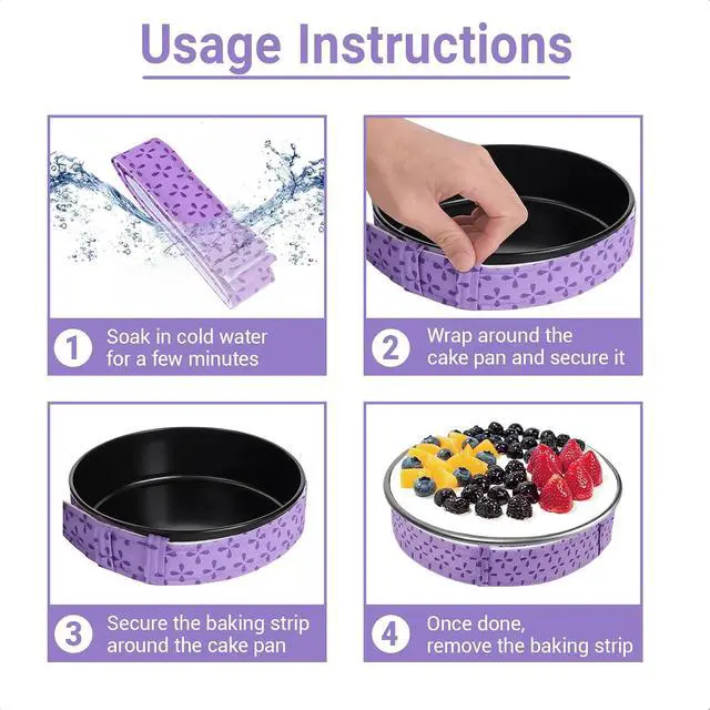Alt view image 5 of 7 - 3 Pcs Cake strips for even baking, Baking strips for cake pans, Baking Supplies and Cake leveler