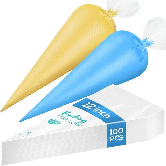 Main image of 100PCS 12 Inch Disposable Anti Burst Thick Piping Bags | Pastry Bags,Cake&Cookie Decorating,Cream Frosting,Baking Supplies,Tipless Piping,Easy to Grip,Icing,Non-Slip,Large