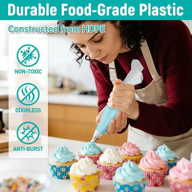 Alt view image 3 of 6 - 100PCS 12 Inch Disposable Anti Burst Thick Piping Bags | Pastry Bags,Cake&Cookie Decorating,Cream Frosting,Baking Supplies,Tipless Piping,Easy to Grip,Icing,Non-Slip,Large