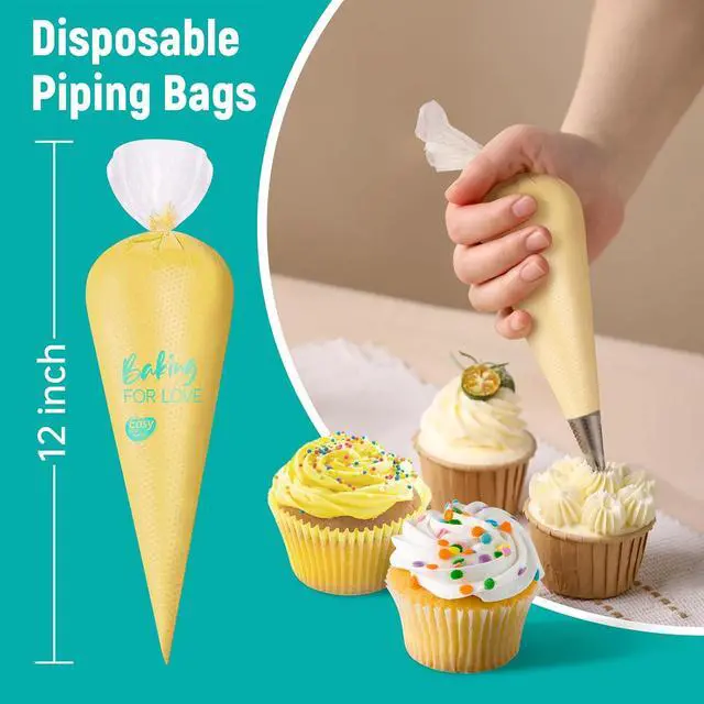 Alt view image 2 of 6 - 100PCS 12 Inch Disposable Anti Burst Thick Piping Bags | Pastry Bags,Cake&Cookie Decorating,Cream Frosting,Baking Supplies,Tipless Piping,Easy to Grip,Icing,Non-Slip,Large