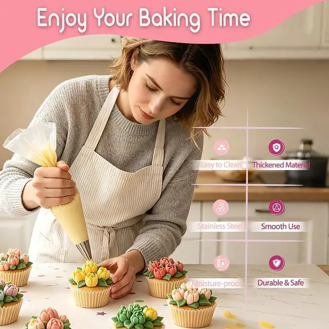 Alt view image 4 of 7 - 12PCS Piping Tips Set, Stainless Steel Cake Decorating Tips, Russian Nozzles Frosting Icing Tip Tools, Baking Supplies for Cookie Cupcake