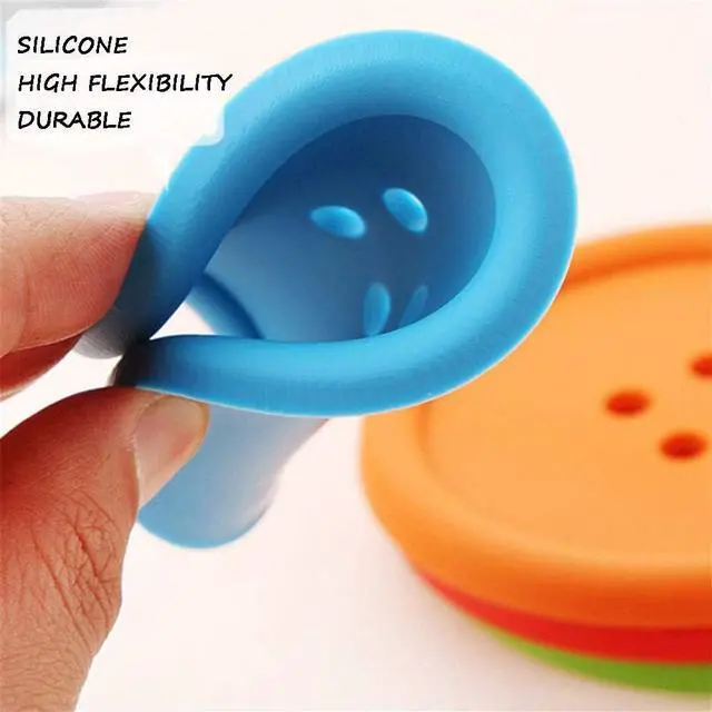 Alt view image 4 of 7 - Creativee 10Pcs Silicone Drink Coaster,Colorful Round Button Shaped Cup Cushion Holder,Coffee Drink Mat,Heat Insulation Pad with Deep Grooved and Non-Slip Placemat