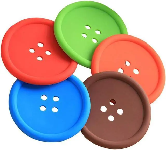 Alt view image 2 of 7 - Creativee 10Pcs Silicone Drink Coaster,Colorful Round Button Shaped Cup Cushion Holder,Coffee Drink Mat,Heat Insulation Pad with Deep Grooved and Non-Slip Placemat
