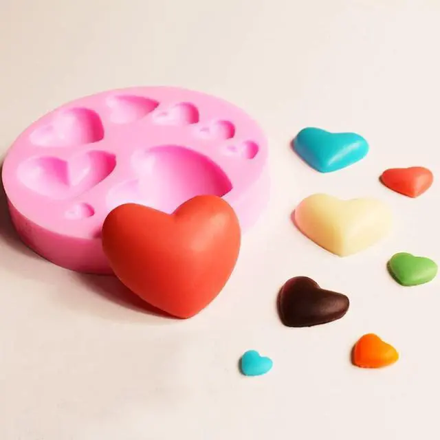 Alt view image 4 of 7 - Heart Silicone Molds,2 Pieces Mixed Size Silicone Candy Molds, Heart Shape Molds for Chocolate, Cookie Decor, Pastry, Cake, Jelly, Pudding Making