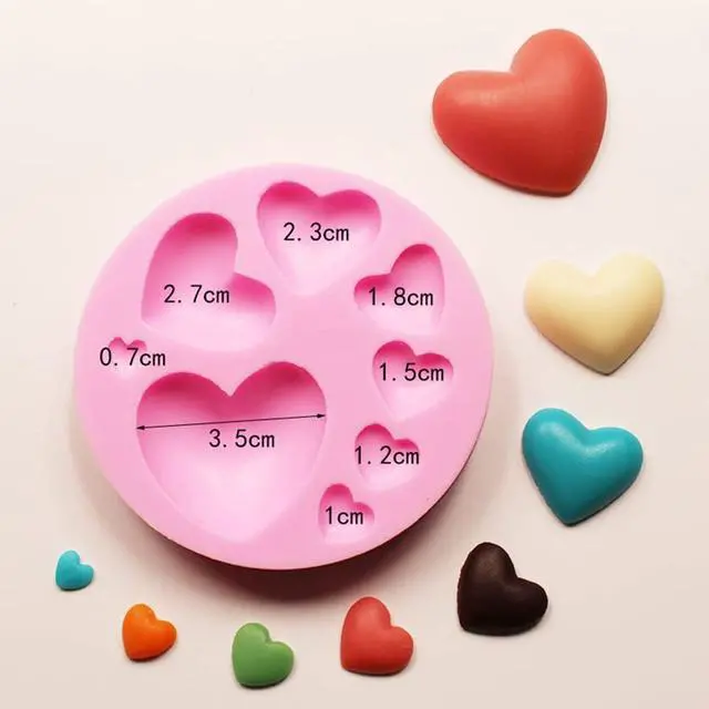 Alt view image 2 of 7 - Heart Silicone Molds,2 Pieces Mixed Size Silicone Candy Molds, Heart Shape Molds for Chocolate, Cookie Decor, Pastry, Cake, Jelly, Pudding Making