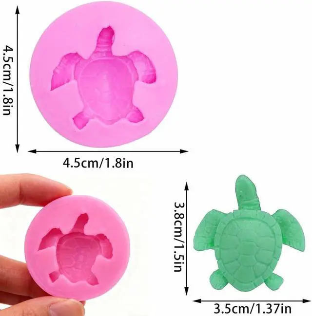 Alt view image 2 of 7 - KuuGuu 6 PACK Sea Turtle Silicone Molds 3D Turtle Candy Fondant Mold Tortoise Chocolate Making Mould Cute Marine Animals Mold for Desserts DIY Baking Candy Cake Muffin Bread Decoration Tools Pink
