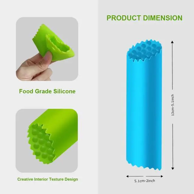 Alt view image 4 of 7 - Garlic Peeler Silicone Garlic Skin Remover Roller Garlic Tube Rollers Skin Remover, Garlic Roller Peeling Tube Tool for Useful Kitchen Tools (Blue)