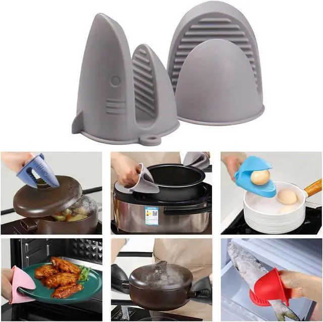 Alt view image 3 of 6 - Oven MittsMini Oven Gloves Silicone Heat Resistant Cooking Pinch Mitts Potholder for Air Fryer Kitchen Cooking & Baking (Grey)