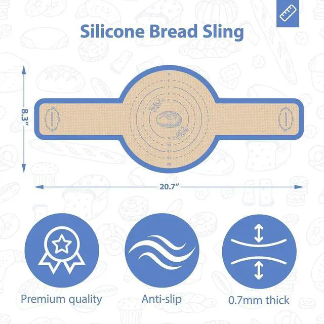 Alt view image 2 of 7 - Silicone Bread Sling for Dutch Oven, 2 Pack Round, Dark Blue | Non-Stick, Reusable & Easy to Clean and Transfer Dough, Sourdough Baking Mat for Bread Baking Supplies