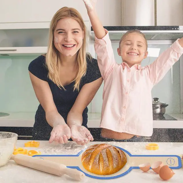 Alt view image 7 of 7 - Silicone Bread Sling for Dutch Oven, 2 Pack Round, Dark Blue | Non-Stick, Reusable & Easy to Clean and Transfer Dough, Sourdough Baking Mat for Bread Baking Supplies