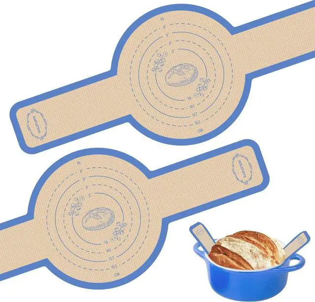 Main image of Silicone Bread Sling for Dutch Oven, 2 Pack Round, Dark Blue | Non-Stick, Reusable & Easy to Clean and Transfer Dough, Sourdough Baking Mat for Bread Baking Supplies