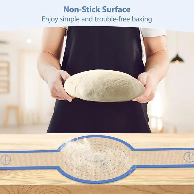 Alt view image 6 of 7 - Silicone Bread Sling for Dutch Oven, 2 Pack Round, Dark Blue | Non-Stick, Reusable & Easy to Clean and Transfer Dough, Sourdough Baking Mat for Bread Baking Supplies