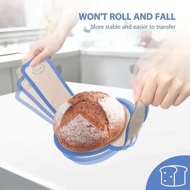 Alt view image 3 of 7 - Silicone Bread Sling for Dutch Oven, 2 Pack Round, Dark Blue | Non-Stick, Reusable & Easy to Clean and Transfer Dough, Sourdough Baking Mat for Bread Baking Supplies
