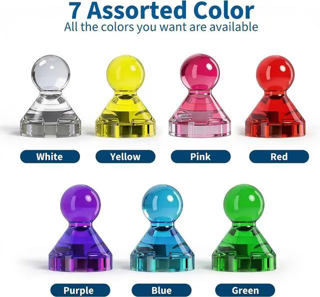 Alt view image 3 of 9 - MAX Push Pin Magnets - Tiergrade 16 Pack 7 Assorted Color Strong Magnets,Use at Kitchen Home Office and School Classroom, for Refrigerator Dry Erase Board and Whiteboard.