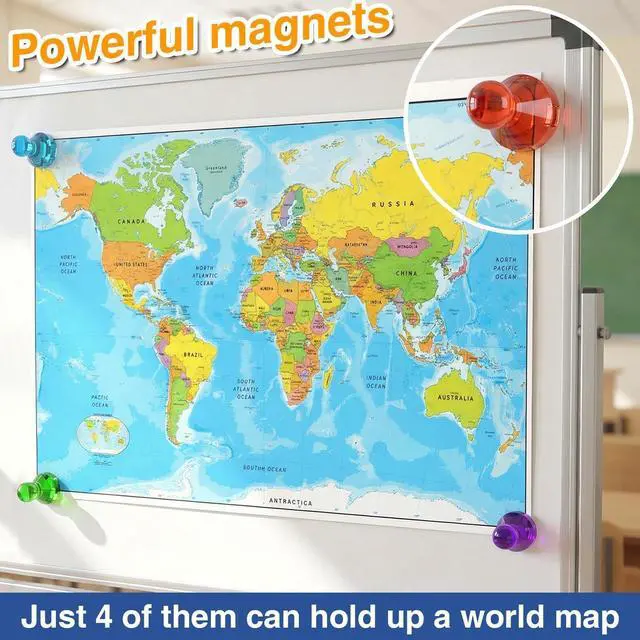 Alt view image 5 of 9 - MAX Push Pin Magnets - Tiergrade 16 Pack 7 Assorted Color Strong Magnets,Use at Kitchen Home Office and School Classroom, for Refrigerator Dry Erase Board and Whiteboard.