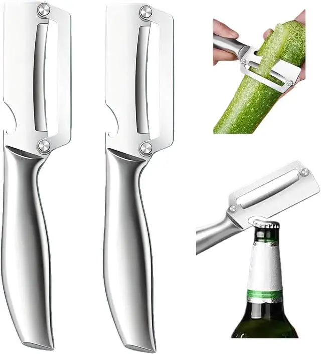 Main image of Stainless Steel Vegetable Fruit Peeler with Bottle Opener - Multifunctional Vegetable Peeler for Kitchen - Bladed Food Peeler