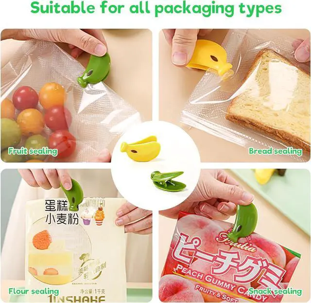 Alt view image 6 of 6 - 2PCS Cute Fridge Magnets Banana Shape Yellow/Green, Multi-Function Refrigerator Magnets Bag Sealing Clips, Decorative Food Storage Clips for Home Kitchen Office, Practical Gift for Housewarming/Xmas