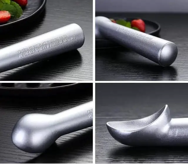 Alt view image 3 of 5 - Multipurpose Heavy Duty Metal Large Ice Cream Scoop with Comfortable Handle and Ergonomic Non-Slip Grip (Short Handle-Silver)